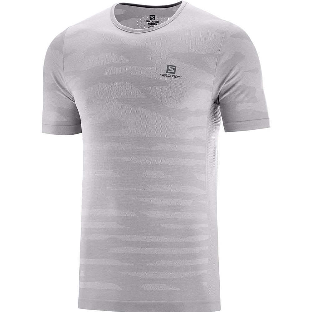 Salomon Singapore Mens T-shirts - XA CAMO M Grey | 83405-LUFE